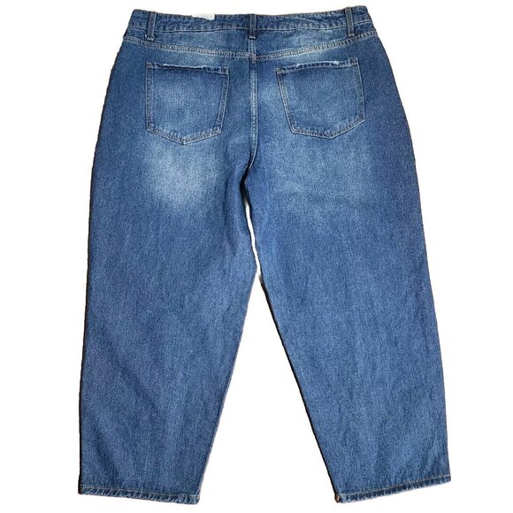 Time and Tru Jeans Womens Plus Size 20 Solid All Blue Denim High Rise Crop NWOT - Picture 6 of 6